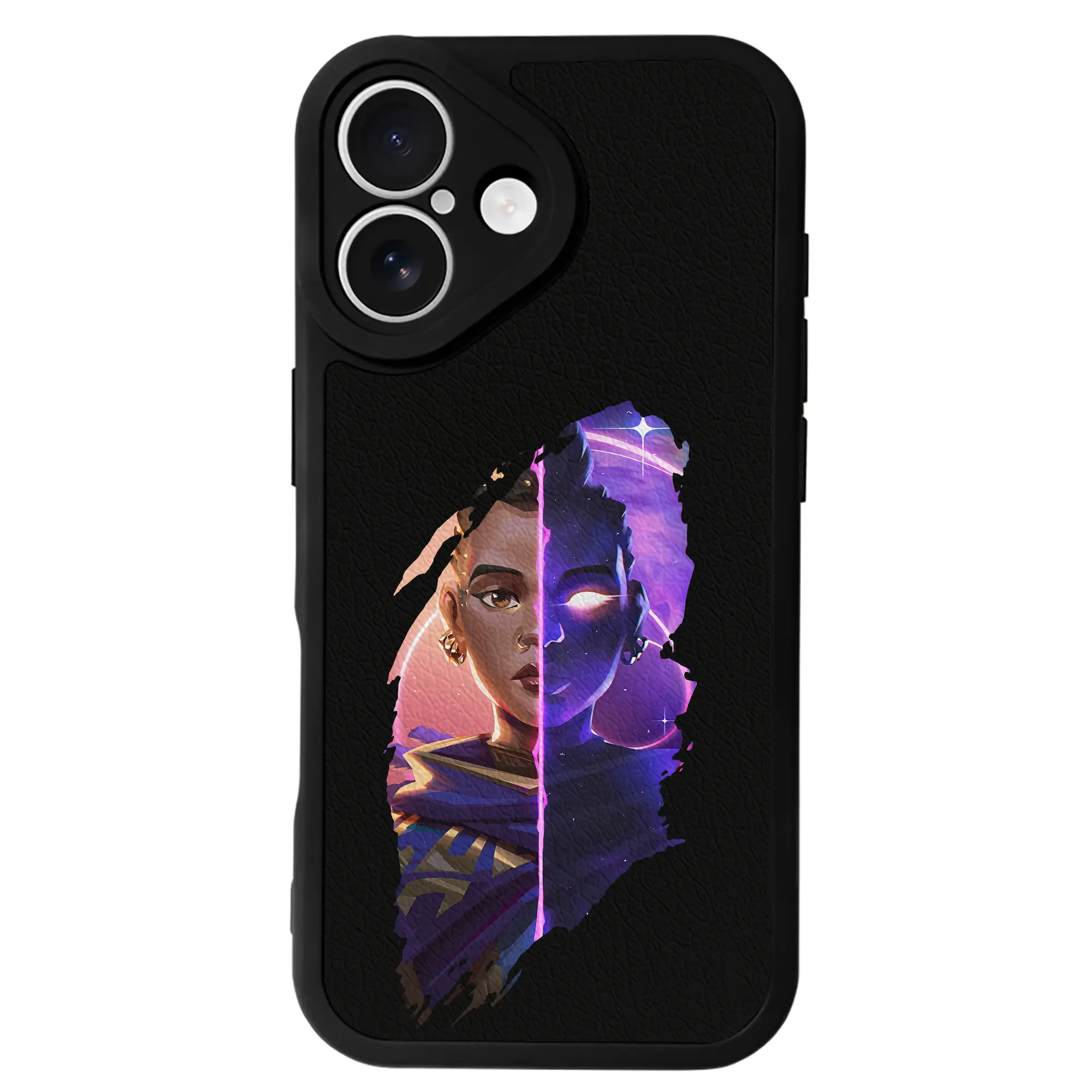 VALORANT グッズ,アストラ - IPhone 16シリーズ対応 ・ シリコンスマホケース ・ レザー調 ・ 高精度フィット ・ 耐衝撃 ・ ワイヤレス充電対応 ・ 精密カット